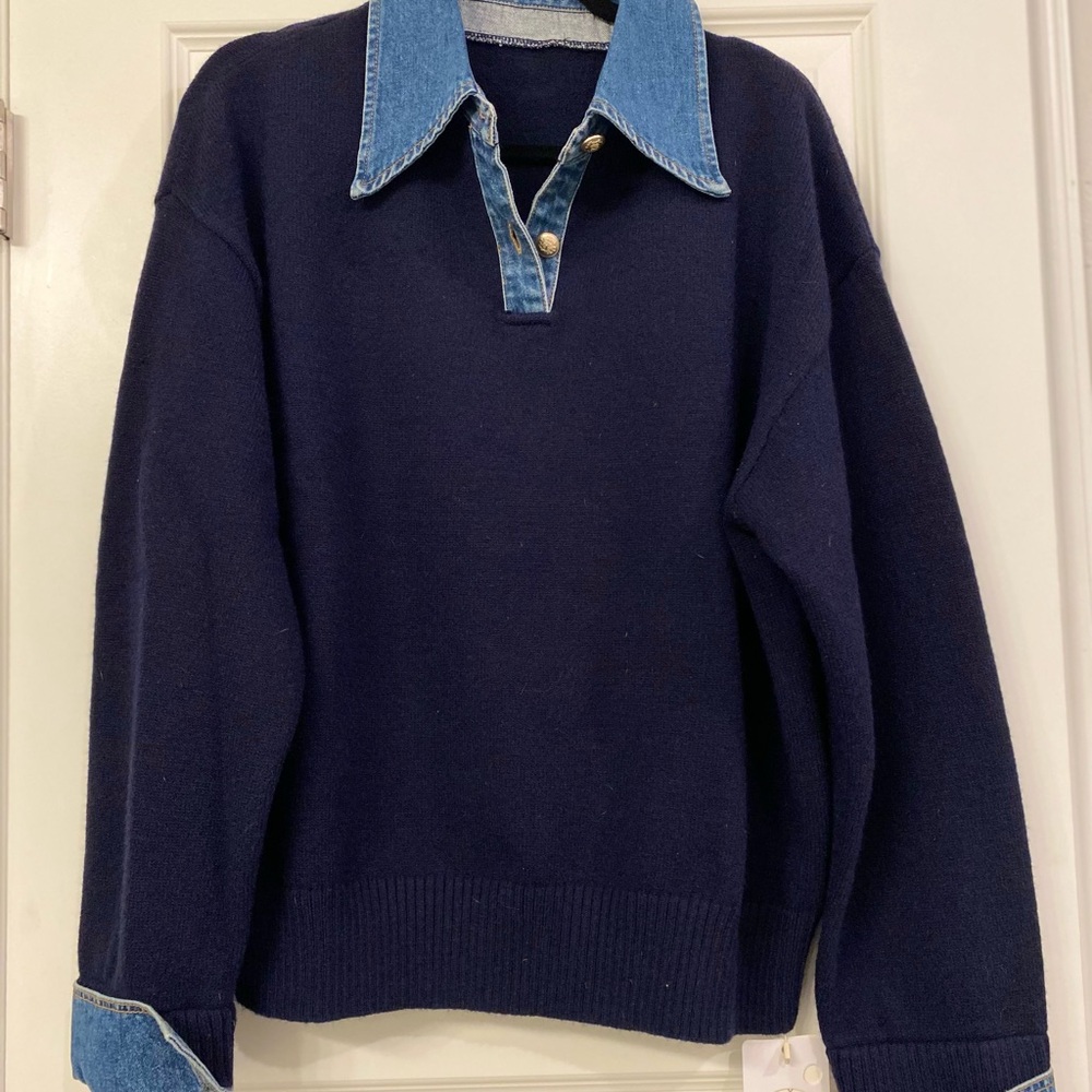 Commense 2 in 1 Panel Lapel Sweater